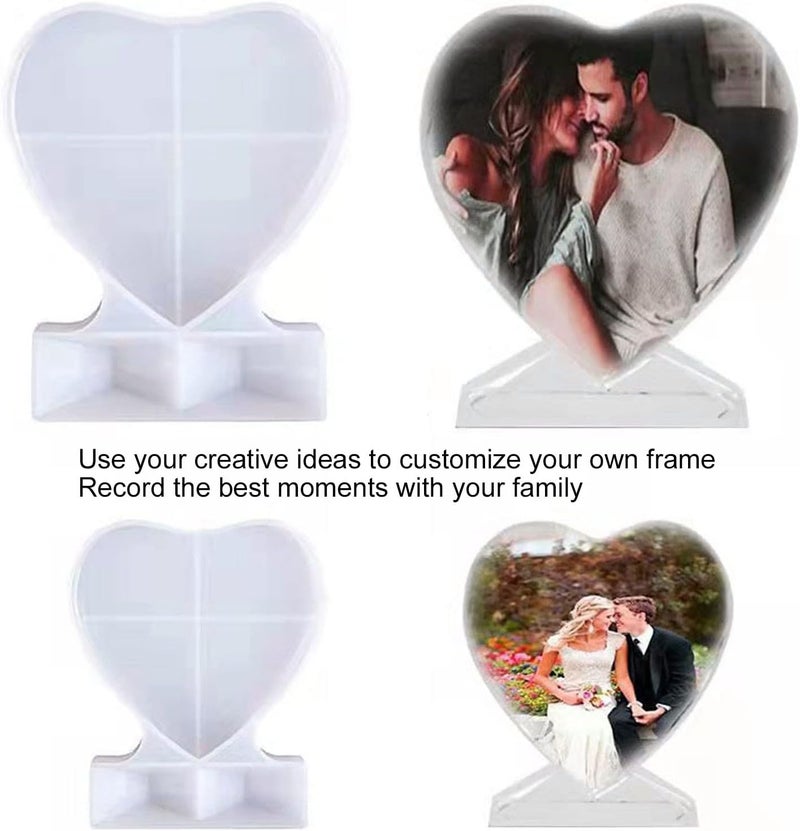 plplaaoo 2 Pack Photo Frame Resin Molds–Silicone Rectangle & Heart Shape Epoxy Casting Molds for DIY Crafts, Personalized Photo Frame Mold, Reusable Home Decor Resin Projects (4.1x5.2IN & 5.1x5.7IN) - Image 4